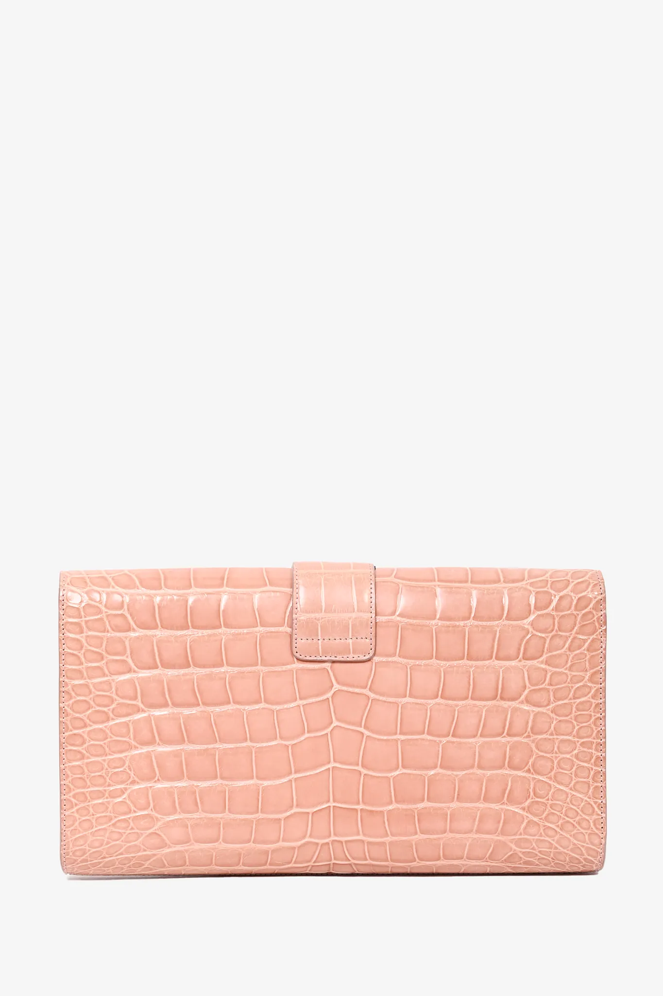 Saint Laurent Pink Croc Embossed 'Y' Clutch