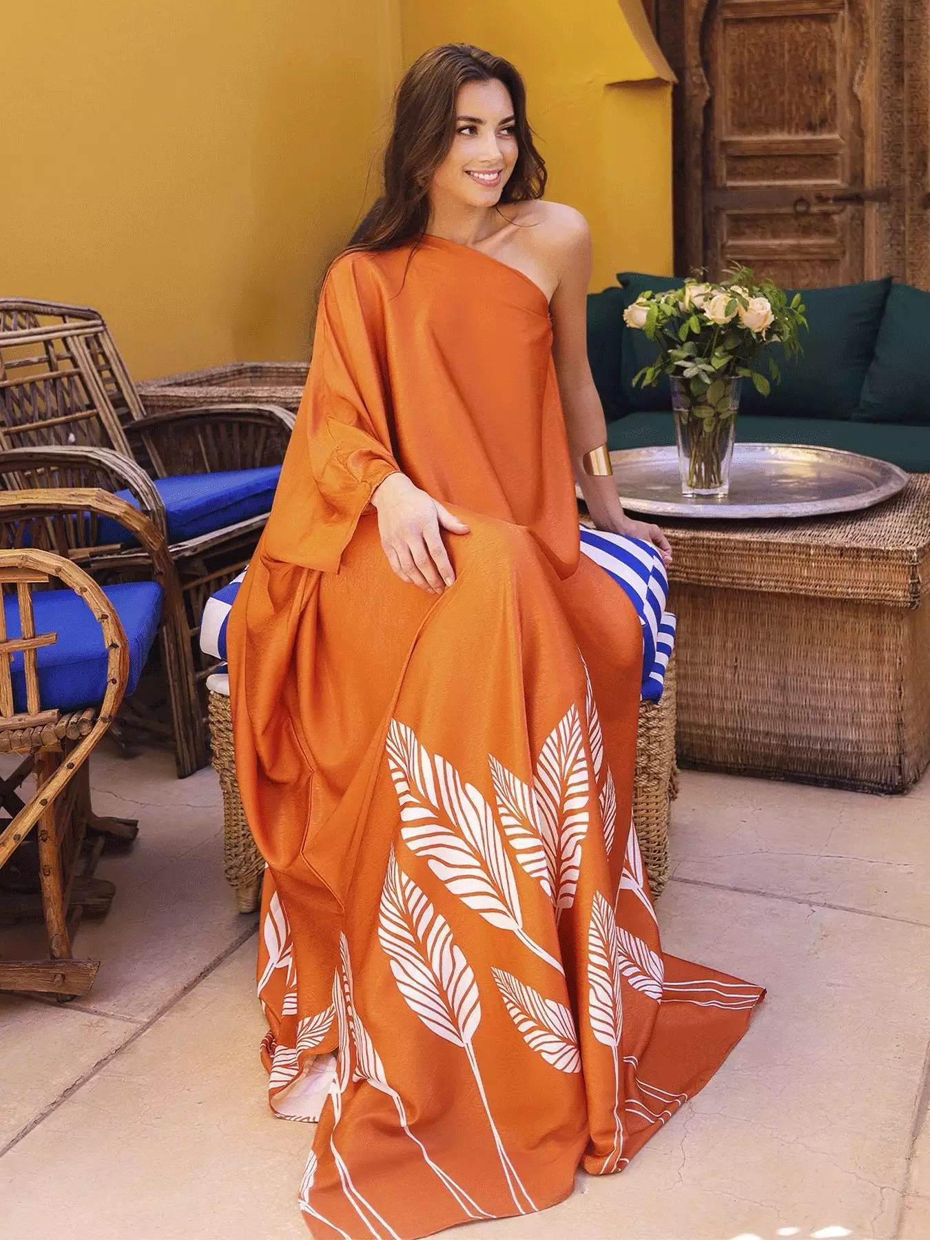 Satu Dress - Palms Orange