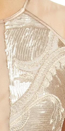 Sheer Champagne Sequin Gown