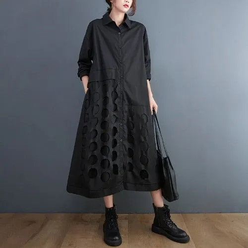 Shirt Dress Long Sleeve Loose Irregular Dresses