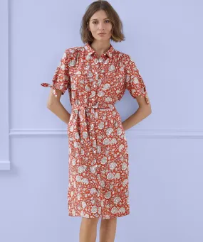 Short Sleeved Floral Print Shirt Dress