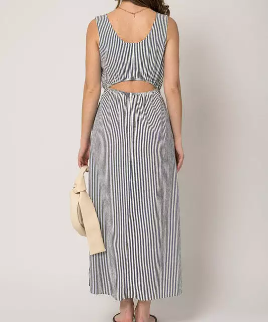 Sleeveless Stripe Dress - Ivory/Navy