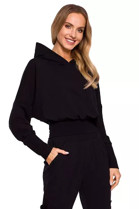 Soft Shell Hooded Sweatshirt in Black