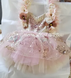 Sparkly Butterfly Deluxe Couture romper in Neutral tones