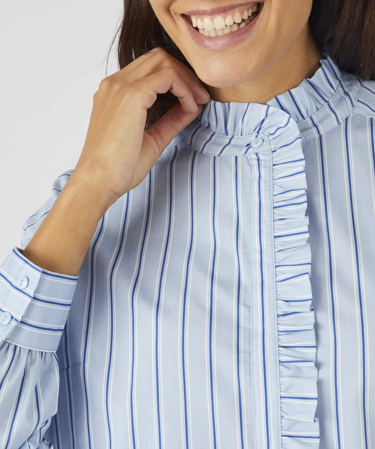 Stripe Frill Trim Blouse