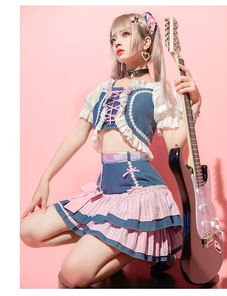 Summer music band set /top/skirt