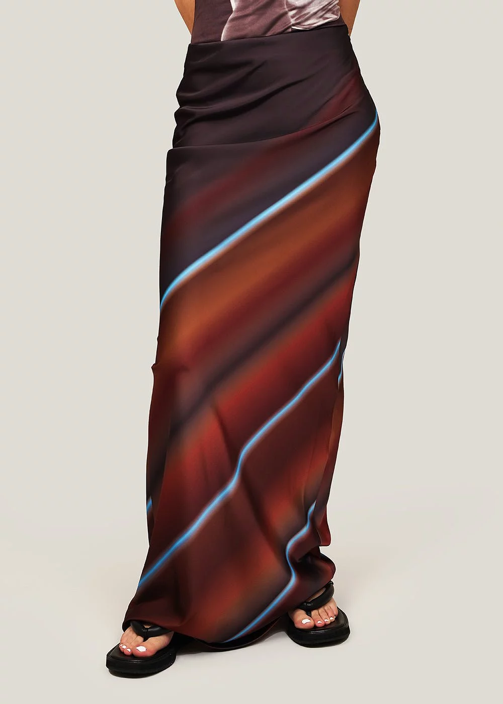 Surreal Stripe Silky Maxi Skirt