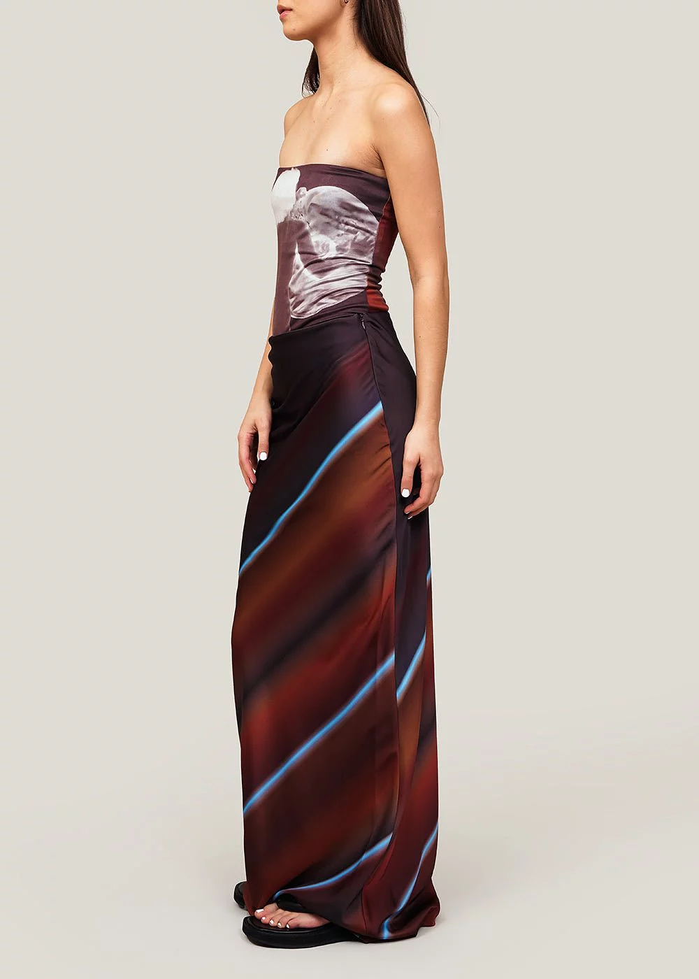 Surreal Stripe Silky Maxi Skirt