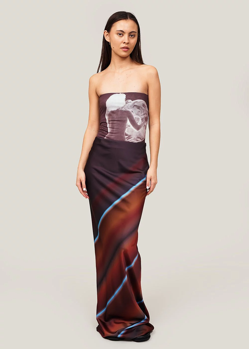 Surreal Stripe Silky Maxi Skirt