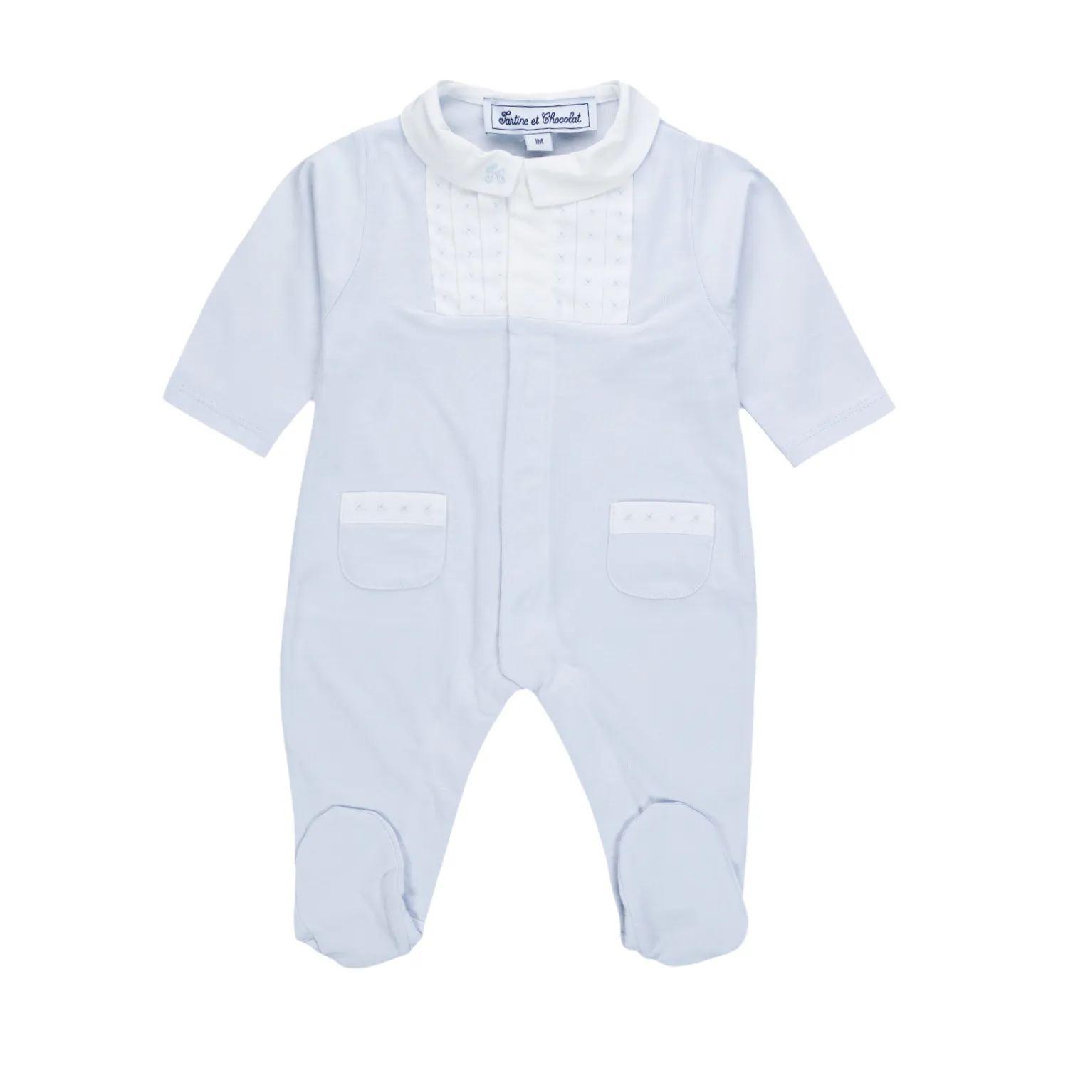 Tartine Et Chocolat Light Blue Romper For Baby