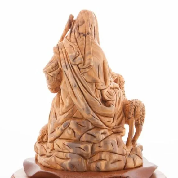 The Good Shepherd, Jesus Christ, with 2 Sheep, 9.3 Carved Sculpture