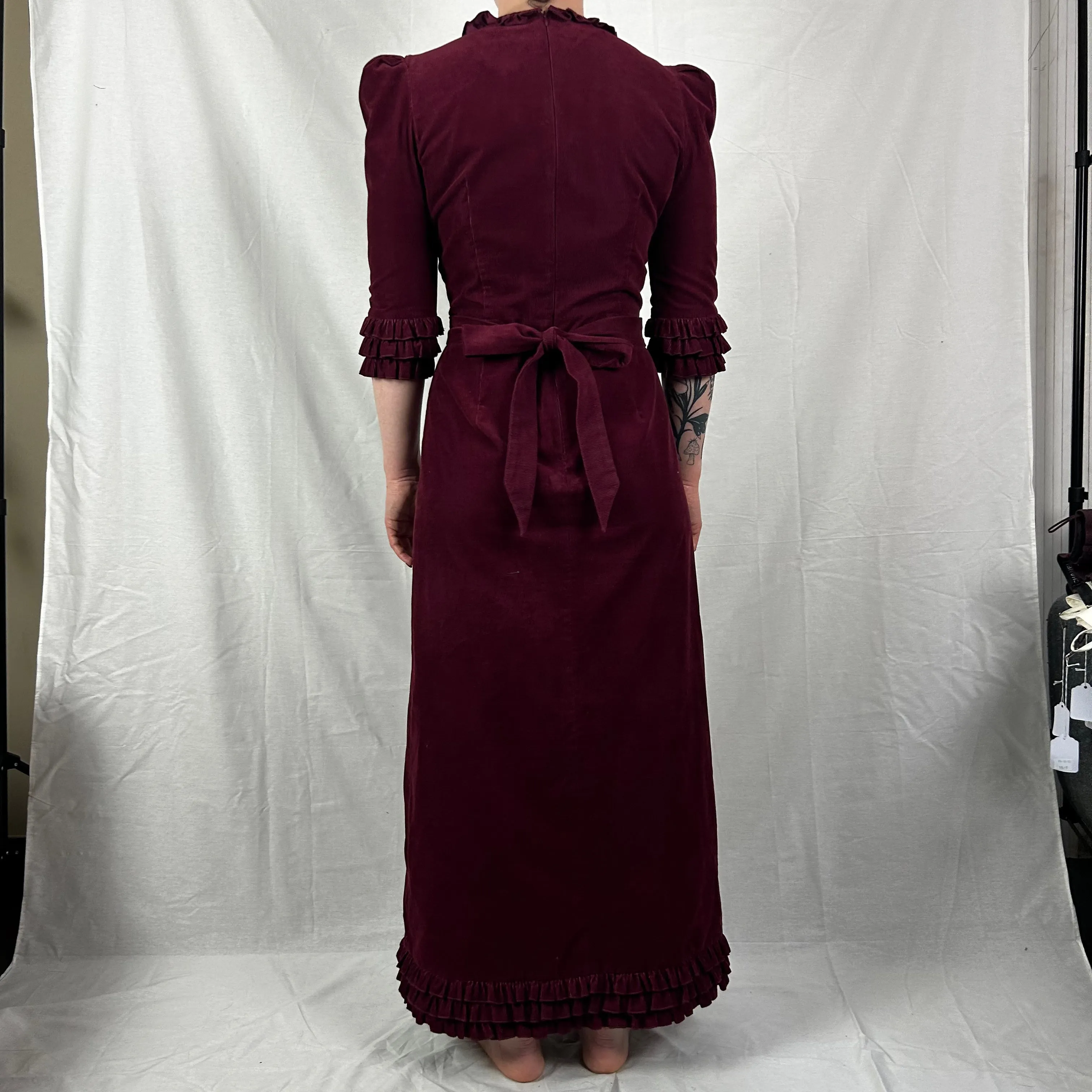 The Vampires Wife 795 Burgundy Needlecord Maxi Dress S