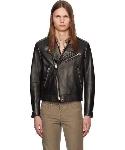 Tom Ford Black Asymmetric Leather Jacket