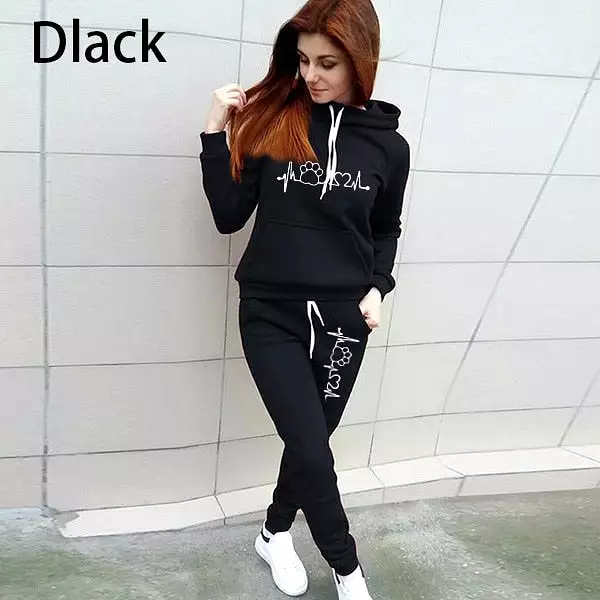 Two Piece Set Women Hoodies and Pants Female