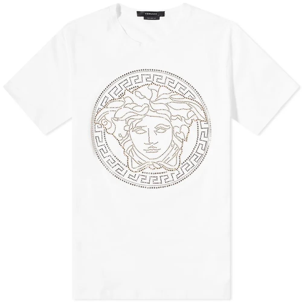 Versace Embellished Medusa T-ShirtWhite