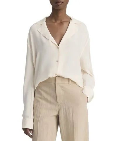 Vince Lapel Collar Dolman Sleeve Silk Blouse