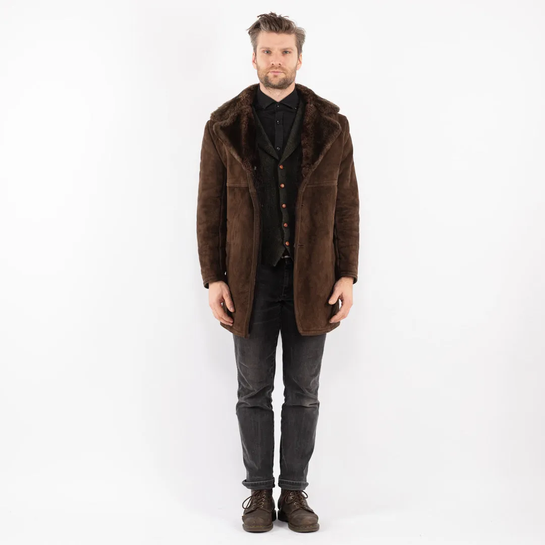 Vintage 70's Men Suede Sherpa Coat in Brown