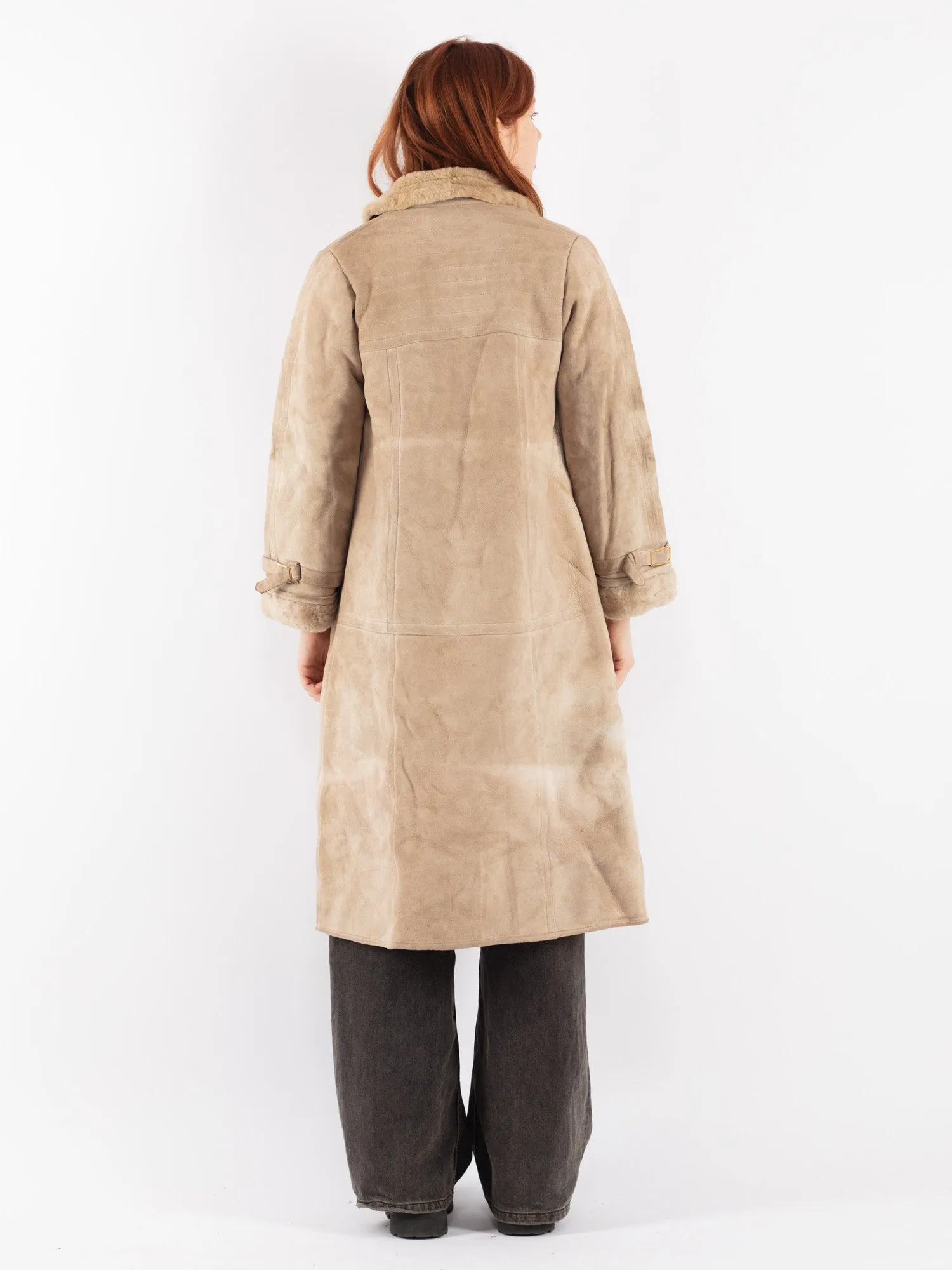 Vintage 70's Women Sheepskin Coat in Beige