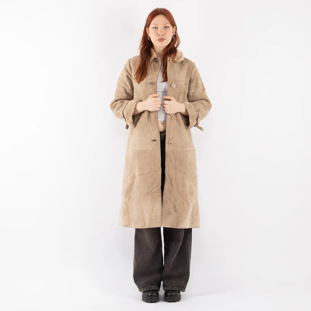 Vintage 70's Women Sheepskin Coat in Beige