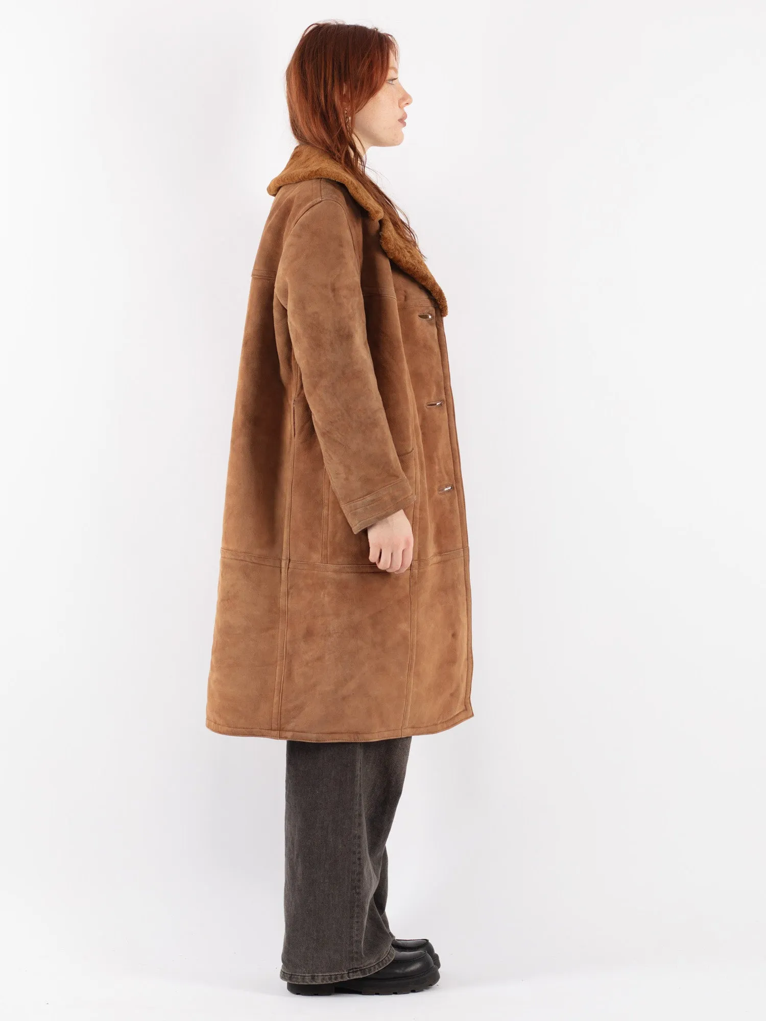 Vintage 70's Women Sheepskin Coat in Brown