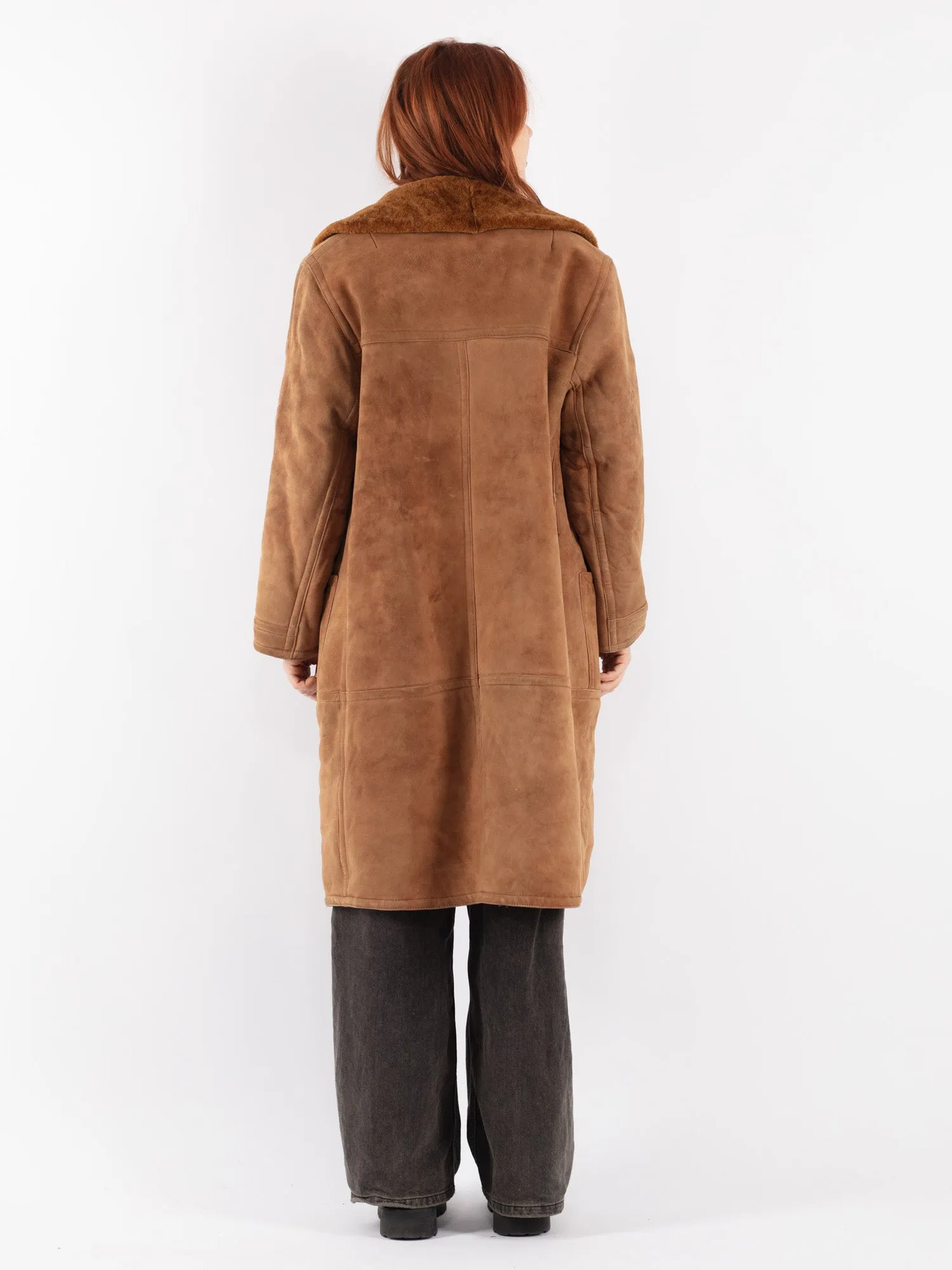 Vintage 70's Women Sheepskin Coat in Brown