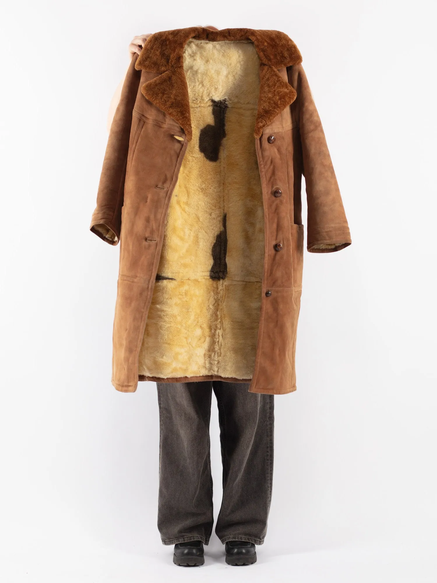 Vintage 70's Women Sheepskin Coat in Brown