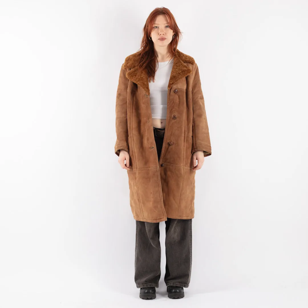 Vintage 70's Women Sheepskin Coat in Brown