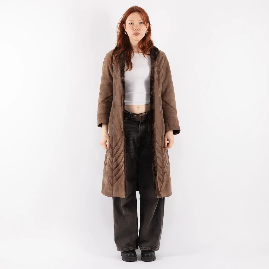 Vintage 80's Women Sheepskin Coat in Brown