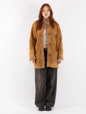 Vintage 90's Women Sheepskin Coat in Beige