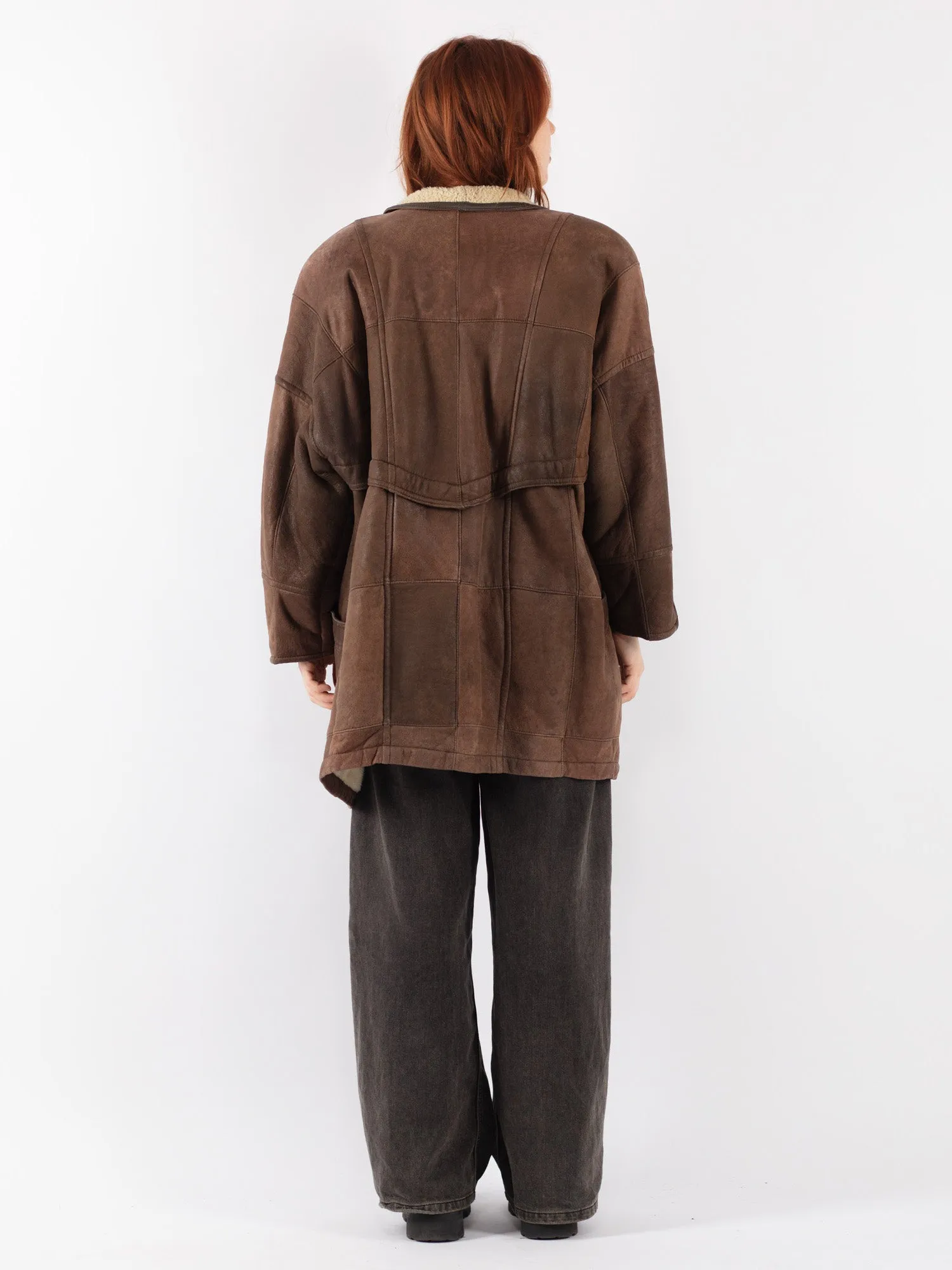 Vintage 90's Women Sheepskin Coat in Brown