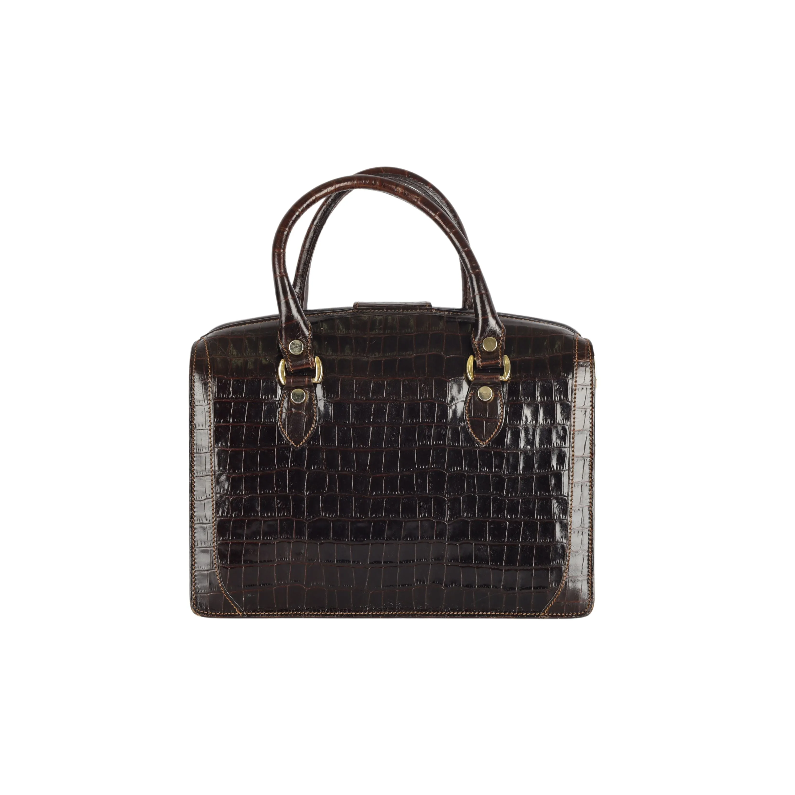 Vintage Croc Embossed Leather Doctor Bag - '00s