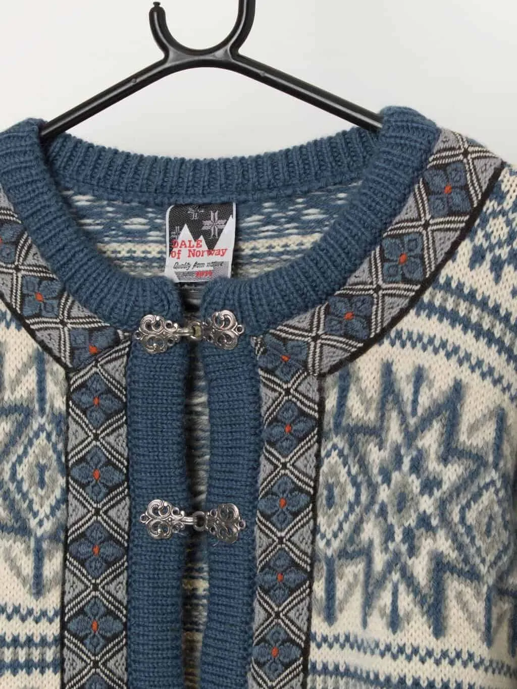 Vintage Dale of Norway wool cardigan in blue – Large