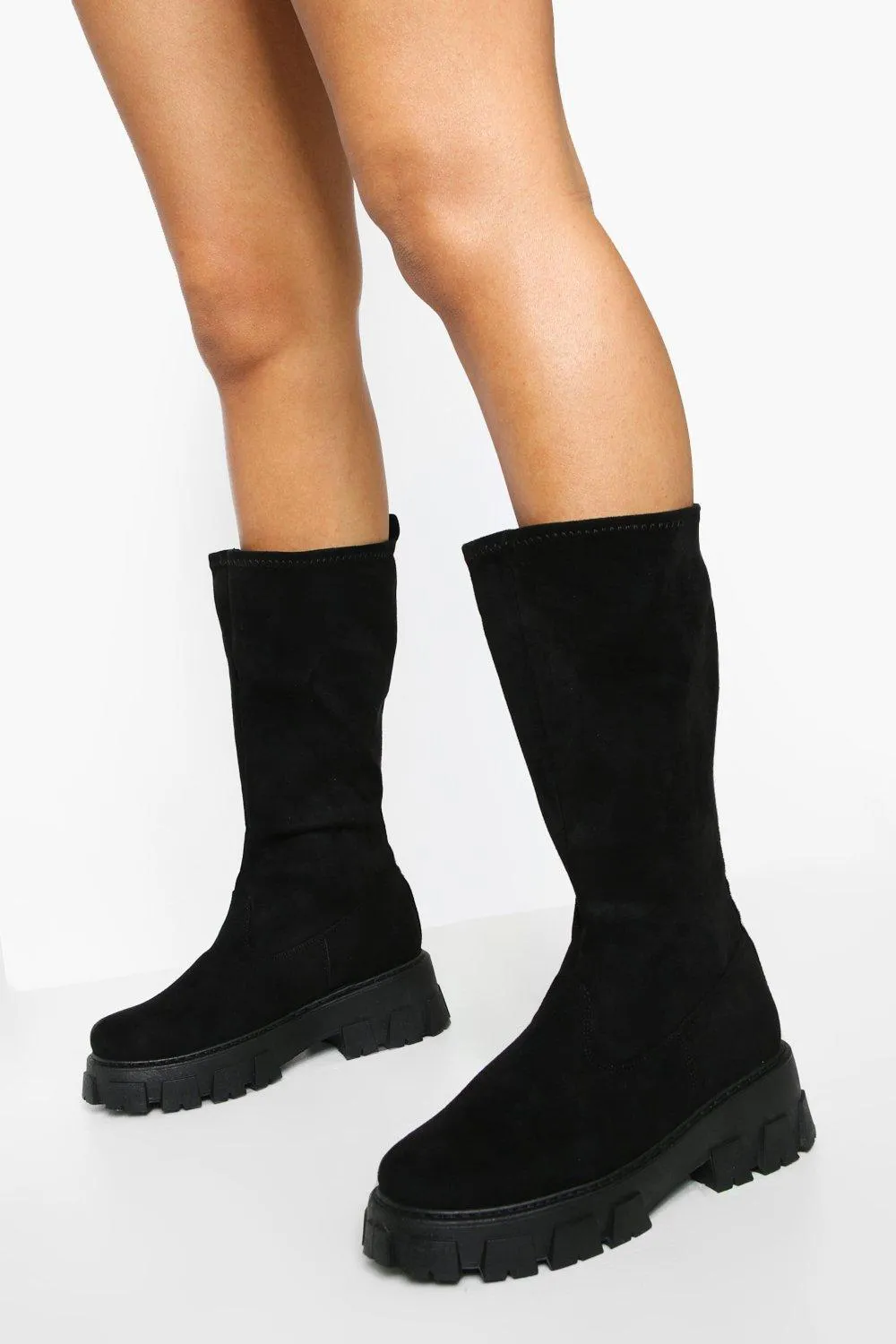 Wide Width Chunky Sole Knee High Boot