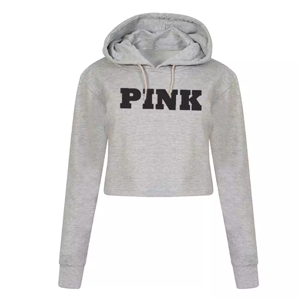 Women's Hoodies Jumper Sweatshirt Pink Cropped Top