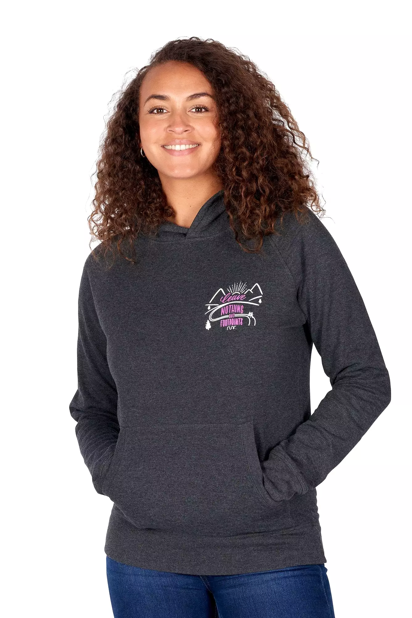 Women's 'Leave Nothing But Footprints' Runr Hoodie in Black