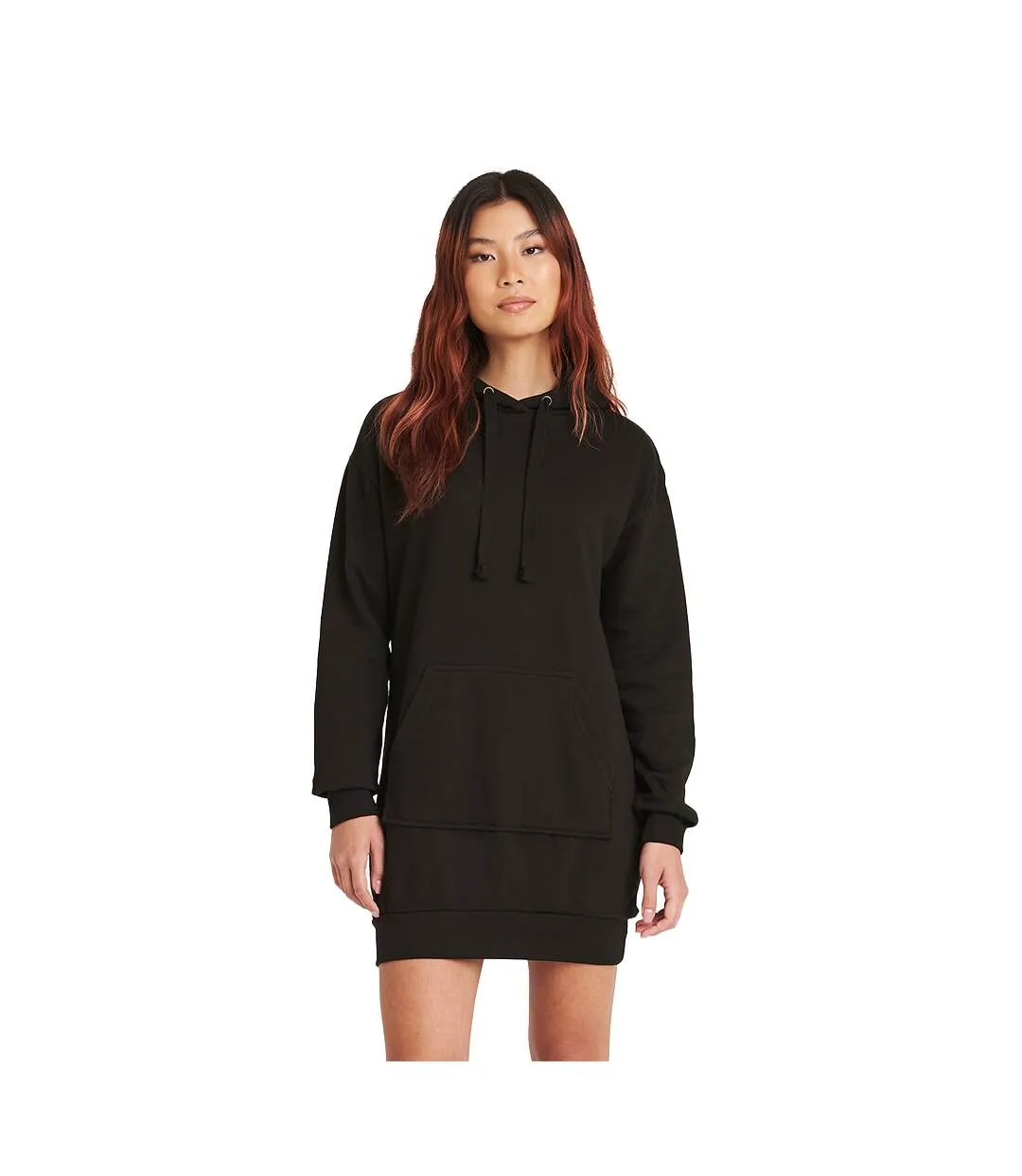 Womens/ladies hoodie dress jet black Awdis