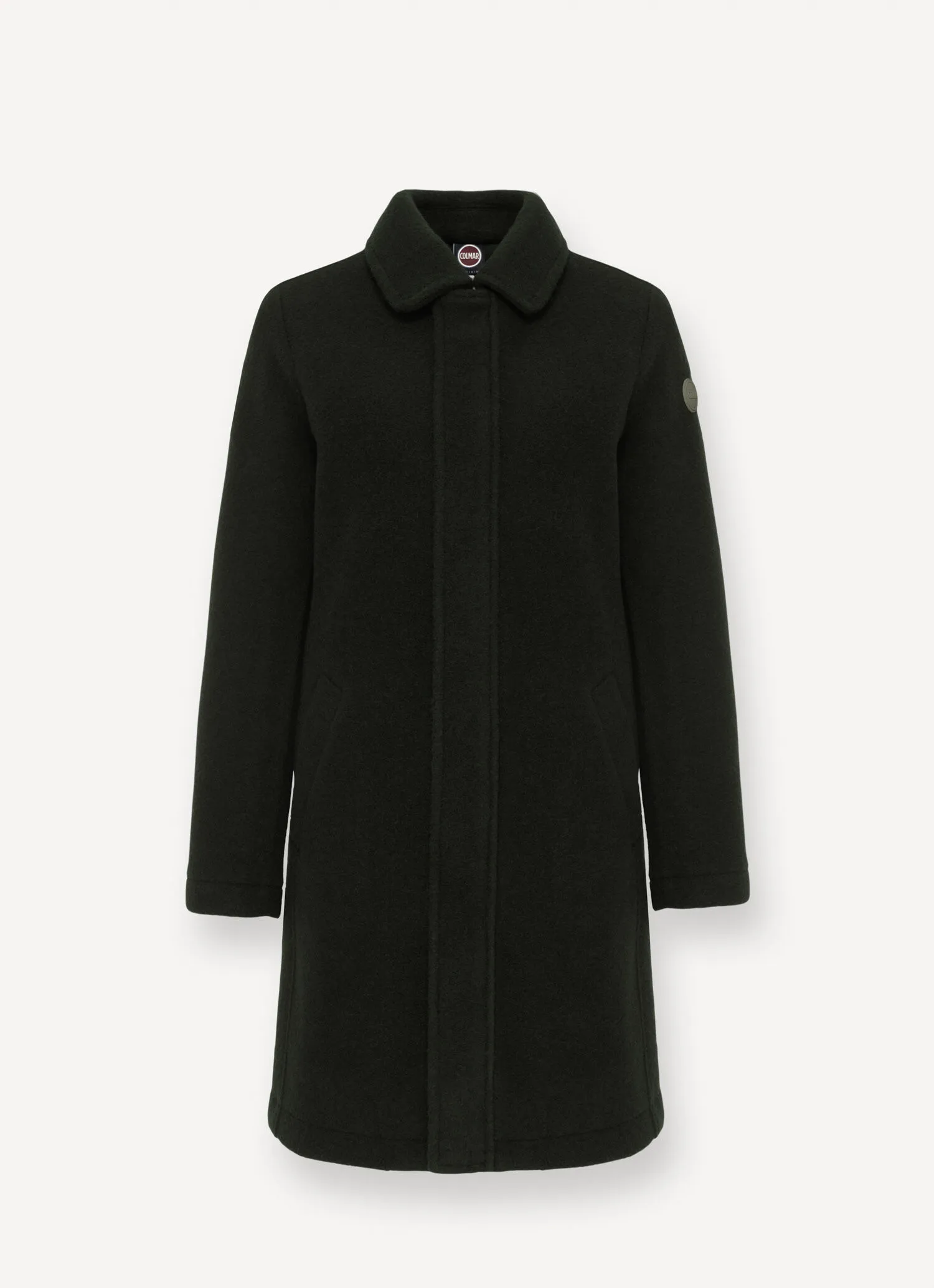 Wool baize coat with zip-