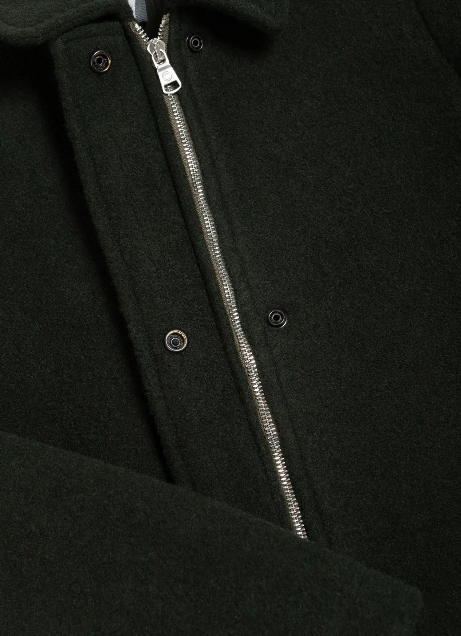 Wool baize coat with zip-