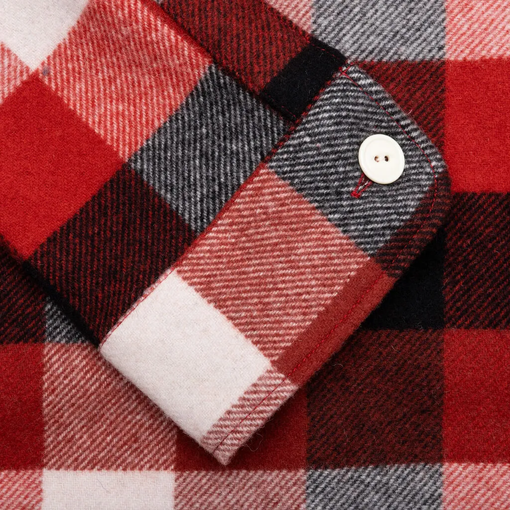 Wool Beaverblock Check Shirt - Red