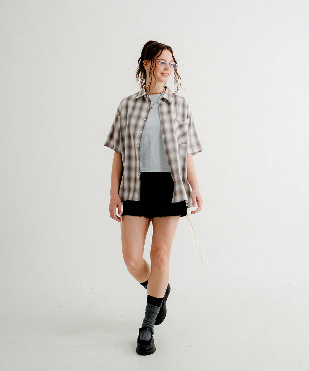 WV PROJECT  |[WV PROJECT]★HYPE OMBRE CHECK SHORT SLEEVE SHIRT