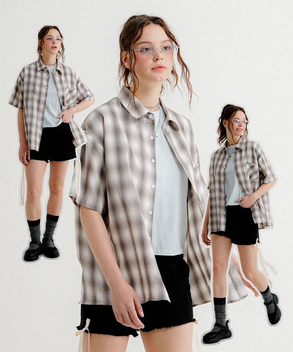 WV PROJECT  |[WV PROJECT]★HYPE OMBRE CHECK SHORT SLEEVE SHIRT