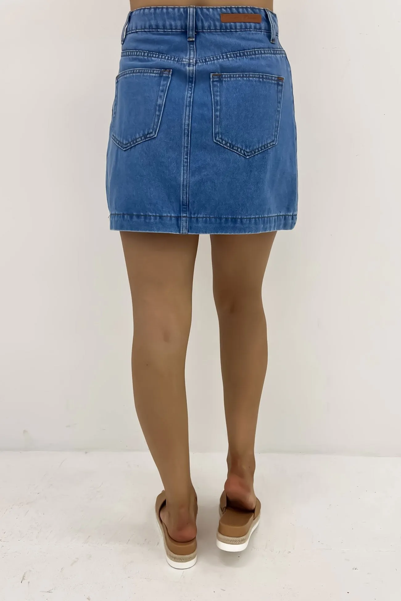 Wyatt Denim Mini Skirt Mid Blue