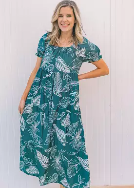 X Crashing Waves Blue Pattern Midi Dress